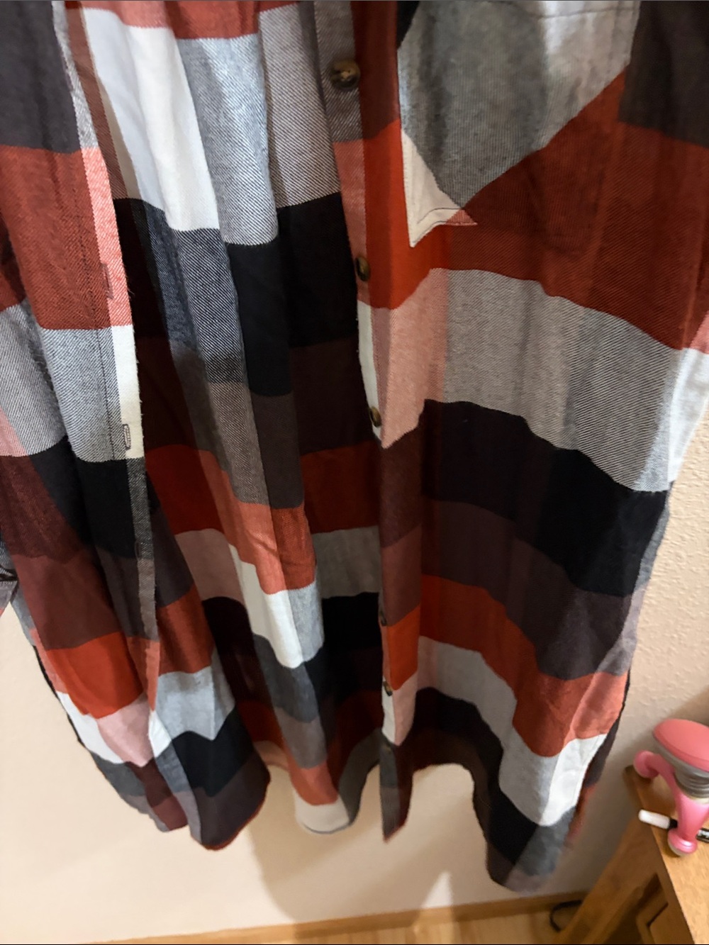 Women's Rust Plaid Button Duster - Picture 5 of 5